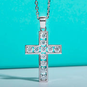 Sterling silver cross pendant with sparkling stones on chain from sterling silver faith jewelry collection