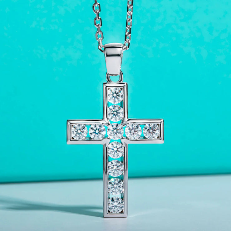 Sterling silver cross pendant with sparkling stones on chain from sterling silver faith jewelry collection