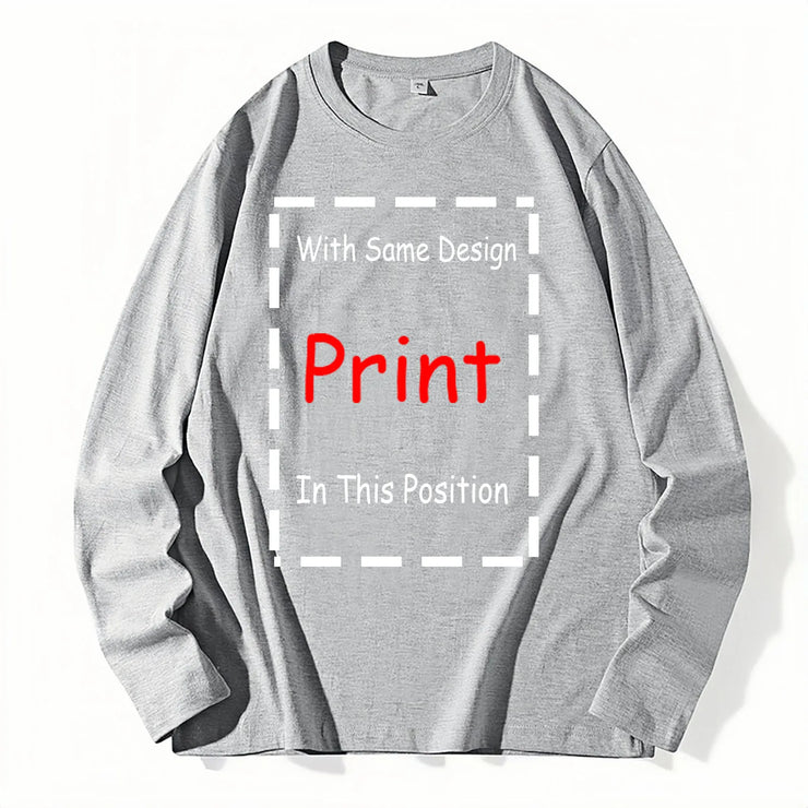 Light gray long sleeve T-shirt from Fresh Faith Designs featuring Bible verse religious apparel print area