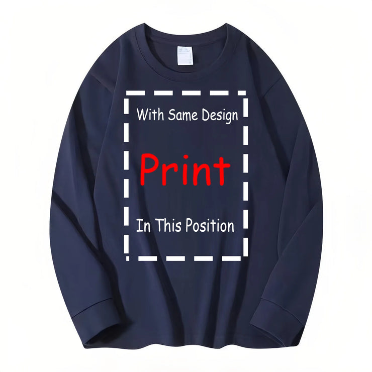Navy long sleeve t-shirt from Fresh Faith Designs with Bible verse religious apparel print position