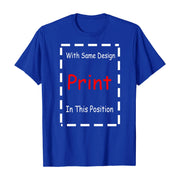 Fresh Faith Designs blue t-shirt with customizable print position Bible verse religious apparel
