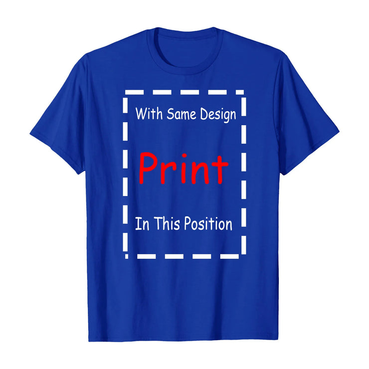 Fresh Faith Designs blue t-shirt with customizable print position Bible verse religious apparel