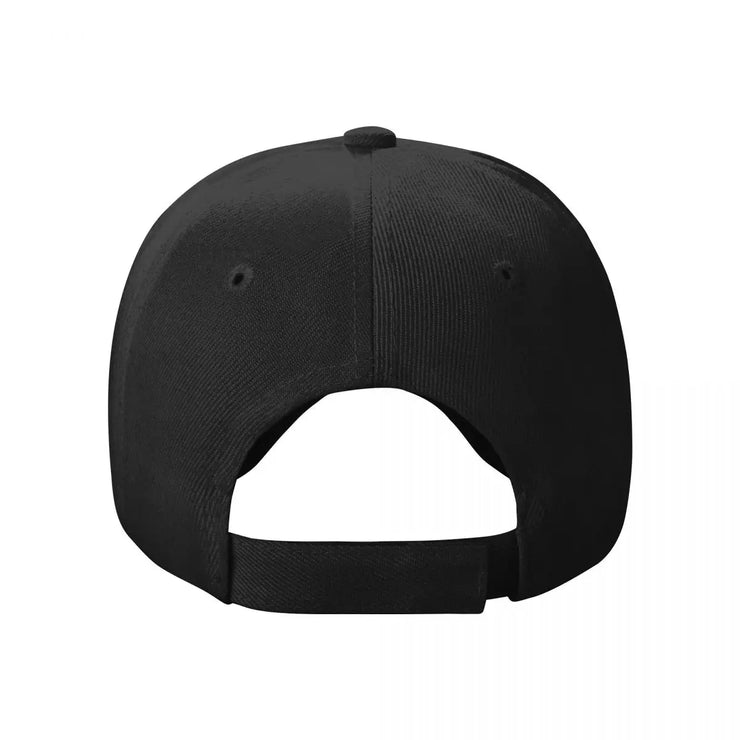 Back view of a black Christian baseball cap with adjustable strap from Fresh Faith Designs