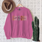 Pink Christian clothing women sweatshirt with God is Good text from Fresh Faith Designs