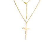 Fresh Faith Designs gold cross pendant Christian faith necklace with Jesus script on chain