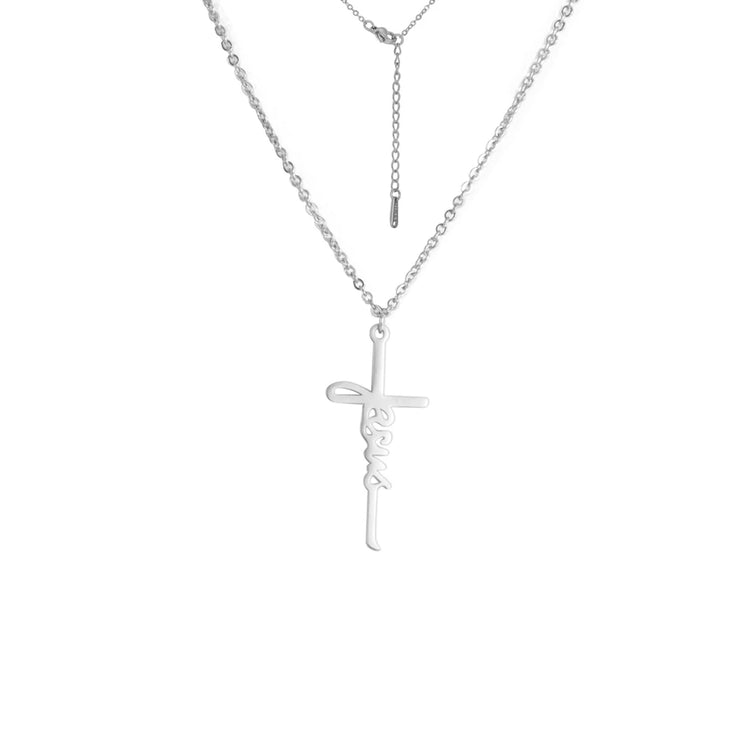Fresh Faith Designs silver Christian faith necklace with cross pendant and adjustable chain