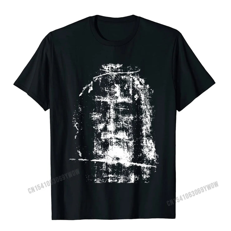 Fresh Faith Designs black Christian Graphic Tee with distressed white abstract cross design