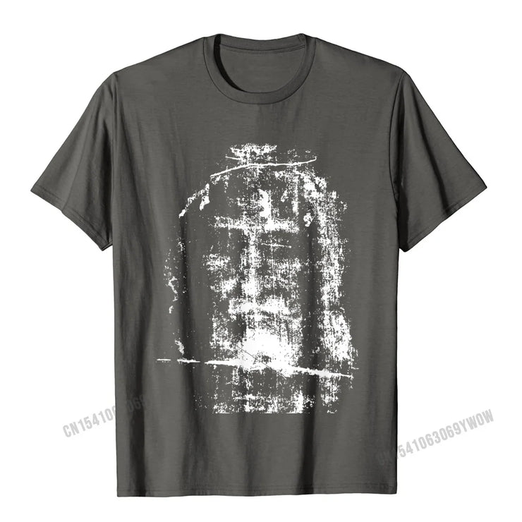 Fresh Faith Designs dark gray Christian Graphic Tee with a distressed white cross design