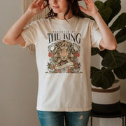 Christian graphic tee for women by Fresh Faith Designs featuring Daughter of The King lion design