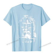 Light blue Christian Graphic Tee with a distressed white cross design on the front by Fresh Faith Designs
