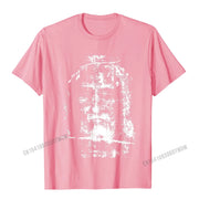 Pink Christian Graphic Tee with white distressed religious face design from Fresh Faith Designs