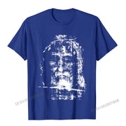 Blue Christian Graphic Tee with distressed white cross design from Fresh Faith Designs