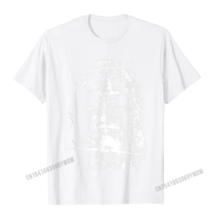 White Christian Graphic Tee from Fresh Faith Designs with a subtle religious design on front