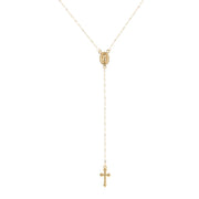 Delicate gold rosary-style necklace with cross pendant, perfect Christian jewelry gifts for women