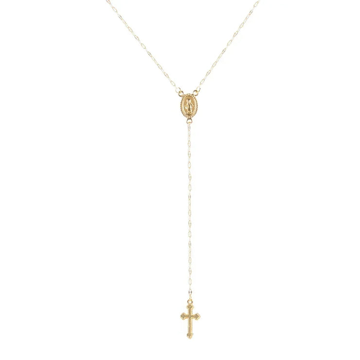 Delicate gold rosary necklace with cross pendant, perfect Christian jewelry gifts for women