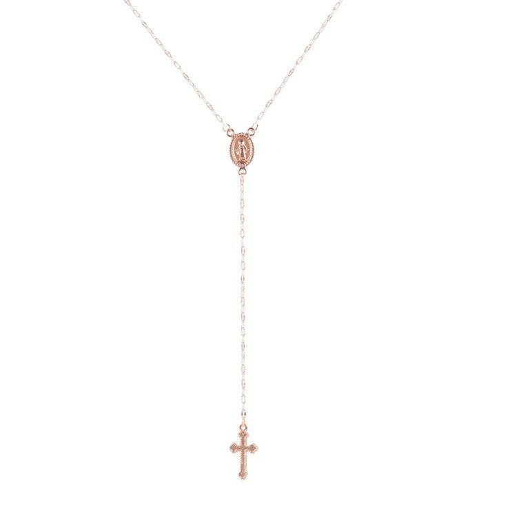 Rose gold religious Y-necklace with cross pendant from Fresh Faith Designs Christian jewelry gifts for women