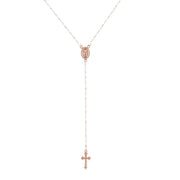 Rose gold religious necklace with cross pendant and medallion Christian jewelry gifts for women