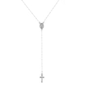 Silver rosary style necklace with cross pendant, perfect Christian jewelry gifts for women
