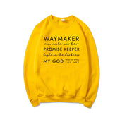 Yellow Christian women's sweatshirt by Fresh Faith Designs with inspirational scripture text print