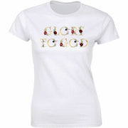 Fresh Faith Designs white Christian women's t-shirt with Glory to God floral text print