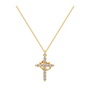Fresh Faith Designs gold faith-based cross necklace with sparkling crystal accents on delicate chain