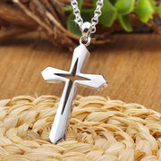 Fresh Faith Designs silver cross pendant necklace faith based men's jewelry on a chain