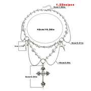 Faith-based Victorian jewelry necklace by Fresh Faith Designs with silver crosses and pearl beads