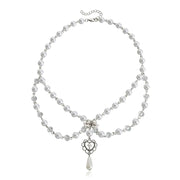Fresh Faith Designs pearl necklace with heart pendant featuring faith-based Victorian jewelry style