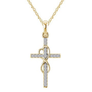 Gold cross pendant necklace with sparkling diamonds faith-inspired pendant jewelry by Fresh Faith Designs