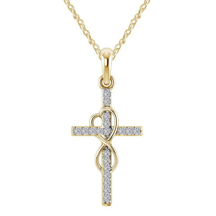 Gold cross pendant necklace with sparkling diamonds faith-inspired pendant jewelry by Fresh Faith Designs
