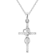 Silver cross pendant with infinity loop and sparkling stones faith-inspired pendant jewelry by Fresh Faith Designs
