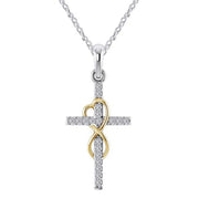 Silver and gold cross pendant with diamond accents faith-inspired pendant jewelry