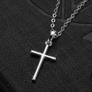 Silver cross necklace on chain faith-inspired pendant jewelry with polished finish by Fresh Faith Designs