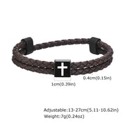 Fresh Faith Designs adjustable braided leather bracelet with cross charm faith jewelry for men