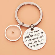 Faith jewelry for women keychain with engraved inspirational quote about faith like a mustard seed