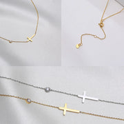 Delicate faith jewelry for women featuring gold and silver cross necklaces with small gemstone accents