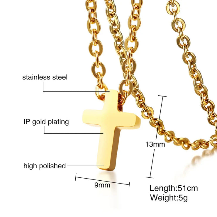 Gold cross necklace with stainless steel and IP gold plating faith jewelry for women