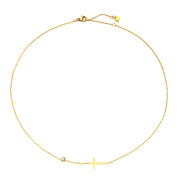 Delicate gold necklace with cross and small gem pendant faith jewelry for women by Fresh Faith Designs