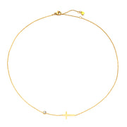 Delicate gold cross necklace with small gemstone accent by Fresh Faith Designs faith jewelry for women