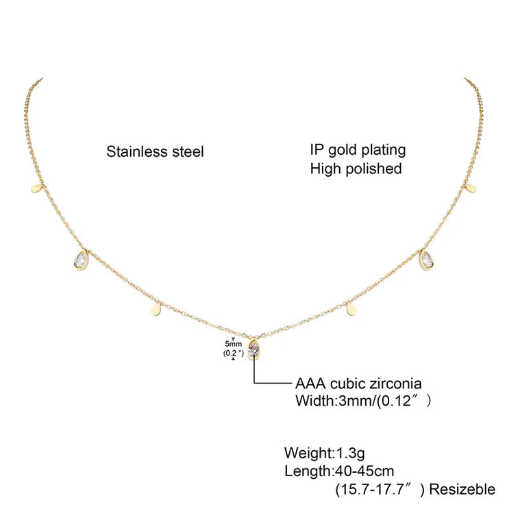 Gold stainless steel chain necklace with cubic zirconia accents faith jewelry for women