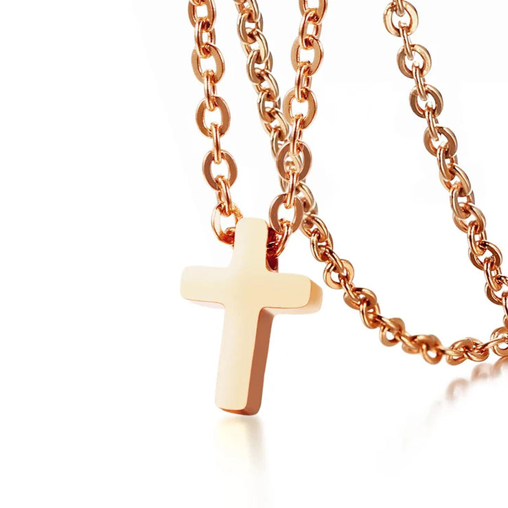 Rose gold cross pendant necklace with chain faith jewelry for women by Fresh Faith Designs