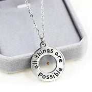 Fresh Faith Designs silver necklace with all things are possible pendant faith jewelry for women