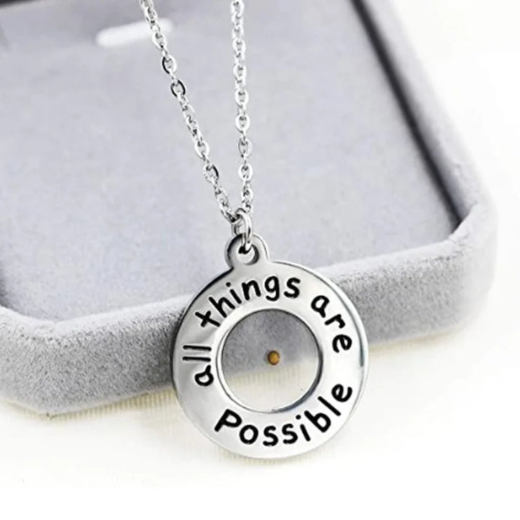 Fresh Faith Designs silver necklace with all things are possible pendant faith jewelry for women