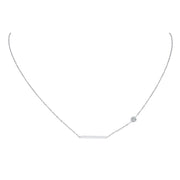 Delicate silver necklace with horizontal bar and small crystal accent faith jewelry for women by Fresh Faith Designs