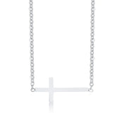Silver cross necklace from Fresh Faith Designs faith jewelry for women with horizontal pendant
