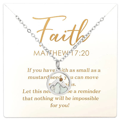 Faith jewelry for women silver necklace with mountain and sun pendant by Fresh Faith Designs