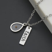 Fresh Faith Designs silver necklace with faith pendant and teardrop charm faith jewelry for women