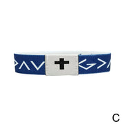 Fresh Faith Designs blue bracelet with white cross symbol NFC religious jewelry