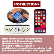 Fresh Faith Designs NFC religious jewelry bracelet with smartphone showing NFC activation instructions
