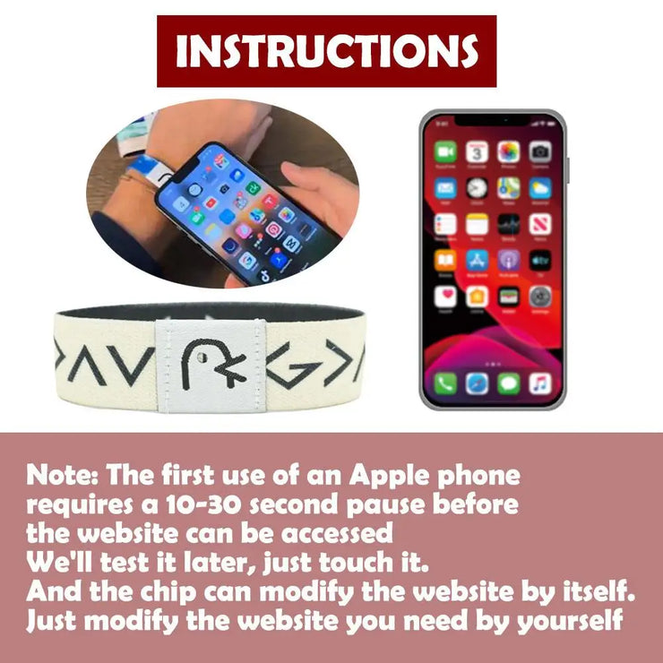 Fresh Faith Designs NFC religious jewelry bracelet with smartphone showing NFC activation instructions